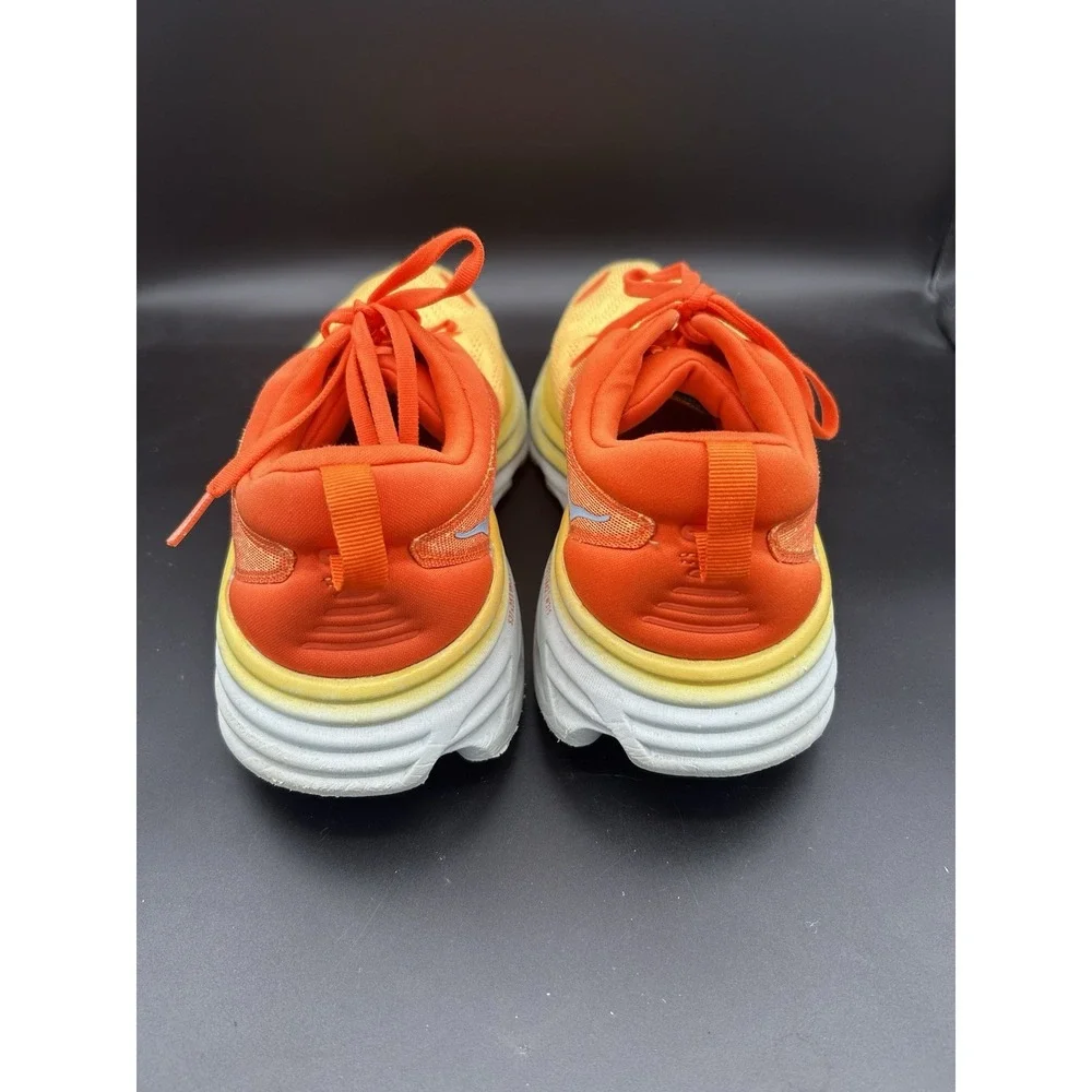 Hoka Bondi 8 Mens Running Shoes Size 11.5D Orange Yellow Gradient